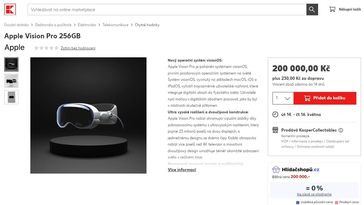 Klidně i za 200 tisíc Kč. Překupníci šponují ceny brýlí Apple Vision Pro